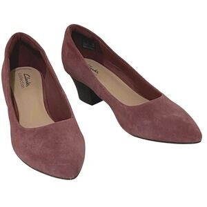 Clarks Teresa Step Suede Pumps Dark Rose Sz 10 Academia Corporate Chic Romantic